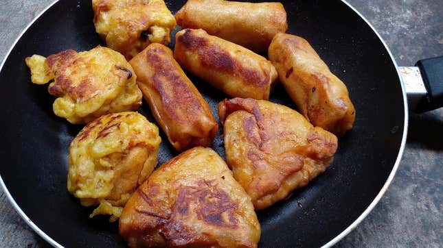 Fried tofu in skillet pan