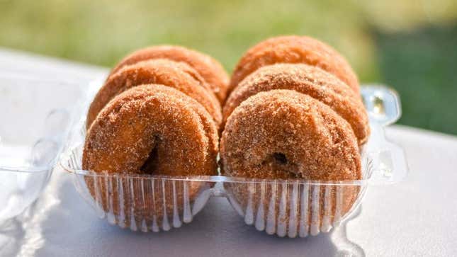 Apple cider doughnuts purchased in plastic container