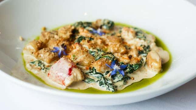 Homemade gnocchi with crab