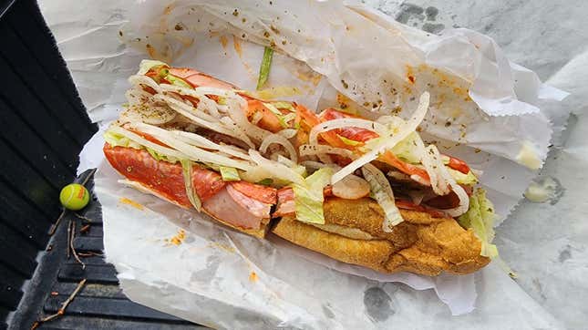 Lots of onions, but there’s actually too much mayo on this sandwich, too.