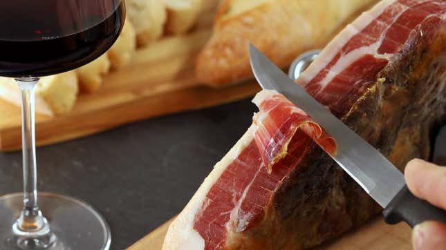 Slicing serrano ham